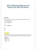 NR 511 Differential Diagnosis & Primary Care Midterm Review 2026&sol;2027