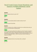 Excel Crash Course Exam Questions and Answers Verified Solutions Latest Update 5