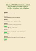 EXCEL CRASH Course WALL Street Exam Questions and Answers Verified Solutions Latest Update