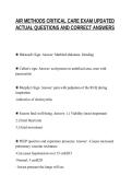 AIR METHODS CRITICAL CARE EXAM UPDATED&NewLine;ACTUAL QUESTIONS AND CORRECT ANSWERS