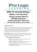 BIOD 101 Complete Course BUNDLE 2027&sol;2028 &vert; 3 Full Versions &lpar;Modules 1-6   Final   Lab&rpar; &vert; Portage Learning &vert; Guaranteed Pass - A  Graded