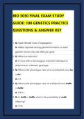 BIO 3030 FINAL EXAM STUDY GUIDE&colon; 100 GENETICS PRACTICE QUESTIONS & ANSWER KEY