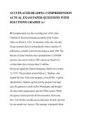 ACCUPLACER READING COMPREHENSION&NewLine;ACTUAL EXAM PAPER QUESTIONS WITH&NewLine;SOLUTIONS GRADED A&plus;