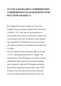 ACCUPLACER READING COMPREHENSION&NewLine;COMPREHENSIVE EXAM QUESTIONS WITH&NewLine;SOLUTIONS GRADED A&plus;