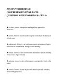 ACCUPLACER READING&NewLine;COMPREHENSION FINAL PAPER&NewLine;QUESTIONS WITH ANSWERS GRADED A&plus;