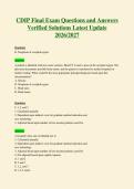CDIP Final Exam Questions and Answers Verified Solutions Latest Update 2026 2027
