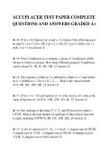 ACCUPLACER STUDY GUIDE EXAMINATION&NewLine;TEST QUESTIONS WITH ANSWERS GRADED&NewLine;A&plus;