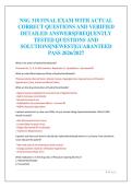 NSG 318 FINAL EXAM WITH ACTUAL&NewLine;CORRECT QUESTIONS AND VERIFIED&NewLine;DETAILED ANSWERS&vert;FREQUENTLY&NewLine;TESTED QUESTIONS AND&NewLine;SOLUTIONS&vert;NEWEST&vert;GUARANTEED&NewLine;PASS 2026&sol;2027