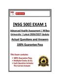 NSG500&sol;NSG 500 Exam 1 Advanced Health Assessment  &vert; Wilkes &vert; Latest 2026&sol;2027 Update &lpar;PDF&rpar;