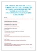 NSG 318 FINAL EXAM WITH ACTUAL&NewLine;CORRECT QUESTIONS AND VERIFIED&NewLine;DETAILED ANSWERS&vert;FREQUENTLY&NewLine;TESTED QUESTIONS AND&NewLine;SOLUTIONS&vert;NEWEST&vert;GUARANTEED&NewLine;PASS 2026&sol;2027