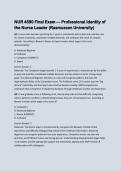 NUR 4590 Final Exam &ndash; Professional Identity of the Nurse Leader &lpar;Rasmussen University&rpar; Comprehensive Practice Questions and Answers