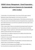 FISDAP Airway Management Exam Preparation Questions and Correct Answers&comma; A&plus; Rated&comma; 2027&sol;2028 Exam Preparation Material