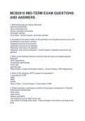 MCB2010 MID-TERM EXAM QUESTIONS AND ANSWERS