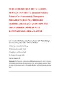NURS 535 PEDIATRICS TEST 2 CARSON&ndash; NEWMAN UNIVERSITY Advanced Pediatric  Primary Care Assessment & Management  PEDIATRIC NURSE PRACTITIONER  CERTIFICATION EXAM QUESTIONS AND  100&percnt; VERIFIED ANSWERS WITH  RATIONALES GRADED A&plus; LATEST