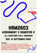 HRM2603 Assignment 3 Semester 2 MEMO &vert; Due 14 September 2026