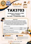 TAX3703 Assignment 2 &lpar;COMPLETE ANSWERS&rpar; Semester 2 2026 - DUE 15 September 2026