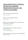 NST2602 INTRODUCTION TO STATISTICAL&NewLine;METHODS FINAL ASSESSMENT&NewLine;PREPARATION PAPER 2026 HIGH YIELD&NewLine;CONCEPTS AND ANSWERS