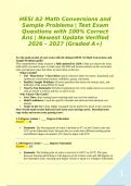 HESI A2 Math Conversions and Sample Problems &vert; Test Exam Questions with 100&percnt; Correct Ans &vert; Newest Update Verified 2026 &ndash; 2027 &lpar;Graded A&plus;&rpar;&NewLine;&NewLine;&NewLine;&NewLine;