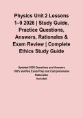 Physics Unit 2 Lessons 1&ndash;9 2026 &vert; Study Guide&comma; Practice Questions&comma; Answers&comma; Rationales & Exam Review&NewLine;&NewLine;