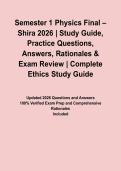 Semester 1 Physics Final &ndash; Shira 2026 &vert; Study Guide&comma; Practice Questions&comma; Answers&comma; Rationales & Exam Review&NewLine;&NewLine;