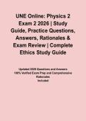 UNE Online&colon; Physics 2 Exam 2 2026 &vert; Study Guide&comma; Practice Questions&comma; Answers&comma; Rationales & Exam Review&NewLine;&NewLine;