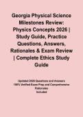 Georgia Physical Science Milestones Review&colon; Physics Concepts 2026 &vert; Study Guide&comma; Practice Questions&comma; Answers&comma; Rationales & Exam Review