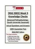 NSG5003&sol;NSG 5003 Advanced Pathophysiology Week 9 Knowledge Checks &vert; South University &vert; 26&sol;27 &lpar;PDF&rpar;