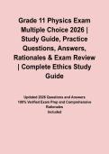 Grade 11 Physics Exam Multiple Choice 2026 &vert; Study Guide&comma; Practice Questions&comma; Answers&comma; Rationales & Exam Review
