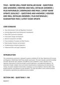 TDLR &ndash; WATER WELL PUMP INSTALLER EXAM &ndash; QUESTIONS&NewLine;AND ANSWERS &vert; VERIFIED AND WELL DETAILED ANSWERS &vert;&NewLine;PLUS RATIONALES &vert; DOWNLOAD AND PASS &vert; LATEST EXAM&NewLine;UPDATE 2026&sol;2027 &ndash; QUESTIONS AND ANSWERS &vert; VERIFIED&NewLine;AND WELL DETAILED ANSWERS &vert; PLUS RATIONALES &vert;&NewLine;G