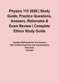 Physics 115 2026 &vert; Study Guide&comma; Practice Questions&comma; Answers&comma; Rationales & Exam Review&NewLine;&NewLine;