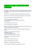 MCB2010 EXAM 1 QUESTIONS AND ANSWERS