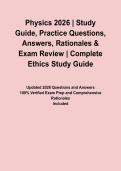 Physics 2026 &vert; Study Guide&comma; Practice Questions&comma; Answers&comma; Rationales & Exam Review&NewLine;&NewLine;
