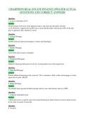 CHAMPIONS REAL ESTATE FINANCE UPDATED ACTUAL&NewLine;QUESTIONS AND CORRECT ANSWERS