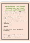 ABFAS REVIEW Exam updated&NewLine;actual questions and correct&NewLine;answers Graded A&plus; 2026&sol;2027&NewLine;What is the most common form of melanoma&quest; -Superficial&NewLine;spreading melanoma - 70&percnt; of cases&comma; M&period;C&period; in young people&comma; irregular&NewLine;boarders&comma; asymmetrical form&comma; flat to slightly