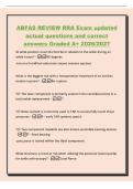 ABFAS REVIEW RRA Exam updated&NewLine;actual questions and correct&NewLine;answers Graded A&plus; 2026&sol;2027&NewLine;At what position must the foot be in relation to the ankle during an&NewLine;ankle fusion&quest; -90 degrees&NewLine;-too much midfoot extension causes osseous equines&NewLine;What is the bigg