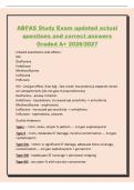 ABFAS Study Exam updated actual&NewLine;questions and correct answers&NewLine;Graded A&plus; 2026&sol;2027&NewLine;Inhaled anesthetics side effects&colon;&NewLine;NO&NewLine;Desflurane&NewLine;Halothane&NewLine;Methoxyflurane&NewLine;Isoflurane&NewLine;Enflurane&NewLine;NO - 2nd gas effect&comma; &lpar;low b&sol;g - fast onset&semi; low potency&rpar;&comma; expands clo