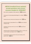ABFAS Unedited Exam updated&NewLine;actual questions and correct&NewLine;answers Graded A&plus; 2026&sol;2027&NewLine;Most common complication of Weil osteotomy -Floating toe&NewLine;Consequence of releasing deep deltoid ligament in clubfoot -pes&NewLine;planus&NewLine;Osteosarcoma most commonly will meta
