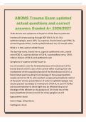 ABOMS Trauma Exam updated&NewLine;actual questions and correct&NewLine;answers Graded A&plus; 2026&sol;2027&NewLine;1136&period; Nerves and symptoms of Superior orbital fissure syndrome&NewLine;Involves all nerves passing through SOF &lpar;CN III&comma; IV&comma; VI&comma; V1&rpar;&semi;&NewLine;ophthalmoplegia&comma; ptosis &lpar;LPS&comma; 3&rpar;&comma; proptosi