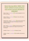 Basic Nursing Skills VNSG 1323&NewLine;Exam updated actual questions&NewLine;and correct answers Graded A&plus;&NewLine;2026&sol;2027&NewLine;Airway - Answer The natural passageway for air to&NewLine;enter into the lungs&period;&NewLine;Anxiety - Answer Unease or worry&comma; often about a&NewLine;situation or condition&period;&NewLine;Ar