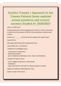 Cardiac Trauma &plus; Approach to the&NewLine;Trauma Patient&rpar; Exam updated&NewLine;actual questions and correct&NewLine;answers Graded A&plus; 2026&sol;2027&NewLine;what is a FAST exam&NewLine;focused assessment with sonography for trauma&semi; it utilizes ultrasound&NewLine;to determine the presence of fluid in th