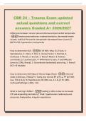 CBR 24 &ndash; Trauma Exam updated&NewLine;actual questions and correct&NewLine;answers Graded A&plus; 2026&sol;2027&NewLine;Difference between tension pneumothorax and pericardial tamponade&NewLine;-Tension pneumothorax&colon; tracheal deviation&comma; decreased breath&NewLine;sounds&comma; subQ air Pericardial tamponade
