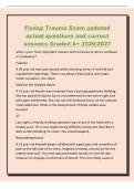 Fisdap Trauma Exam updated&NewLine;actual questions and correct&NewLine;answers Graded A&plus; 2026&sol;2027&NewLine;what is your most important concern with a trauma pt who is confused&NewLine;or combative&quest;&NewLine;Hypoxia&NewLine;A 36 year old man was injured while trimming a tree&period; A limb fell and&NewLine;impa