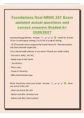 Foundations final NRSG 327 Exam&NewLine;updated actual questions and&NewLine;correct answers Graded A&plus;&NewLine;2026&sol;2027&NewLine;handwashing guidelines - Answer - Wash for at least&NewLine;15 sec in nonsurgical setting&semi; 2 to 6 min in surgical setting&period;&NewLine;- 20-30 seconds when using alcohol ba