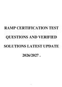 RAMP CERTIFICATION TEST&NewLine;QUESTIONS AND VERIFIED&NewLine;SOLUTIONS LATEST UPDATE&NewLine;2026&sol;2027 &period;