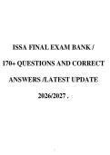 ISSA FINAL EXAM BANK &sol;&NewLine;170&plus; QUESTIONS AND CORRECT&NewLine;ANSWERS &sol;LATEST UPDATE&NewLine;2026&sol;2027 &period;