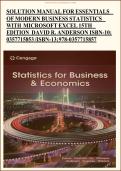 Solutions Manual&colon; For Essentials of Modern Business Statistics with Microsoft Excel David R&period; Anderson - Converted &lpar;15th Edition&rpar;