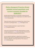 Police Sergeant Practice Exam&NewLine;updated actual questions and&NewLine;correct answers Graded A&plus;&NewLine;2026&sol;2027&NewLine;Activities performed by officers on patrol that are directed toward&NewLine;keeping violations of the law from happening are most widely known as&NewLine;- crime preventi
