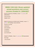 RNSG 1324 Unit 1Exam updated&NewLine;actual questions and correct&NewLine;answers Graded A&plus; 2026&sol;2027&NewLine;Positive consequences of Mobility - Answer -&NewLine;Independence&NewLine;-Physical Activity
