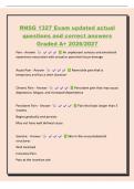 RNSG 1327 Exam updated actual&NewLine;questions and correct answers&NewLine;Graded A&plus; 2026&sol;2027&NewLine;Pain - Answer An unpleasant sensory and emotional&NewLine;experience associated with actual or potential tissue damage&NewLine;Acute Pain - Answer Reversible pain that is&NewLine;temporary and 