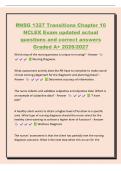 RNSG 1327 Transitions Chapter 10&NewLine;NCLEX Exam updated actual&NewLine;questions and correct answers&NewLine;Graded A&plus; 2026&sol;2027&NewLine;Which step of the nursing process is unique to nursing&quest; - Answer&NewLine; Nursing Diagnosis&NewLine;What assessment activity does the RN have to complete to